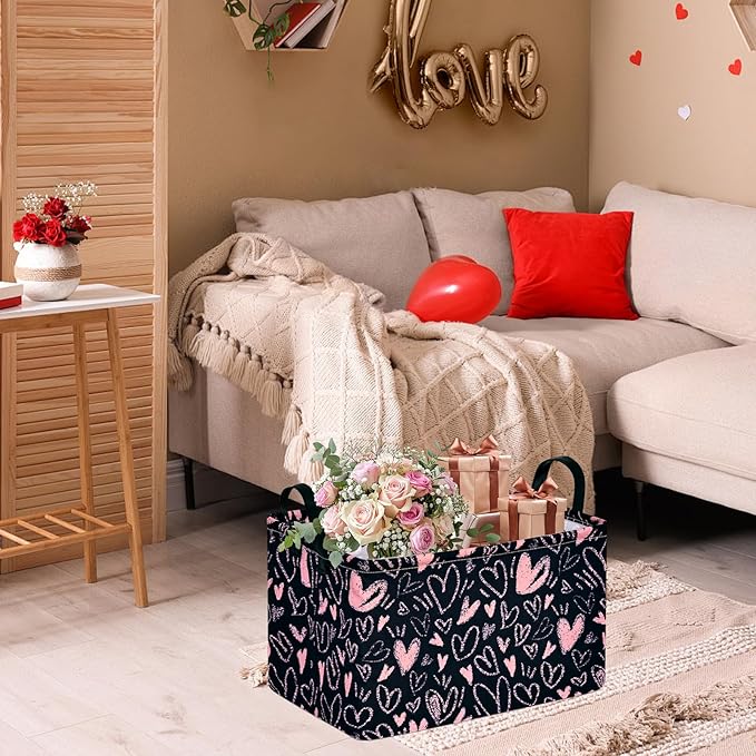 Girls Basket Empty Gift Basket with Handles,Closet Shelf Storage Organizer Bins Girls Nursery hamper Kids Toys Books Box Room Decor