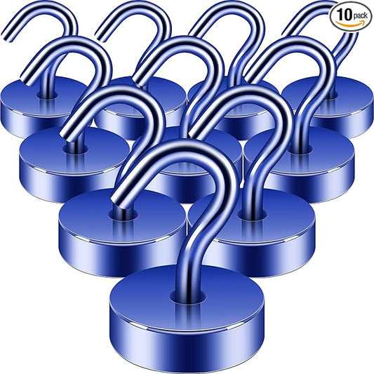 Neosmuk Magnetic Hooks, Cruise Ship Essentials, 40lb+ Heavy Duty Magnetic Hooks for Cruise Cabins, Refrigerator, Grill, Hanging, and Travel | Extra Strong Must-Have Magnet Hooks, Navy Blue, Pack of 10