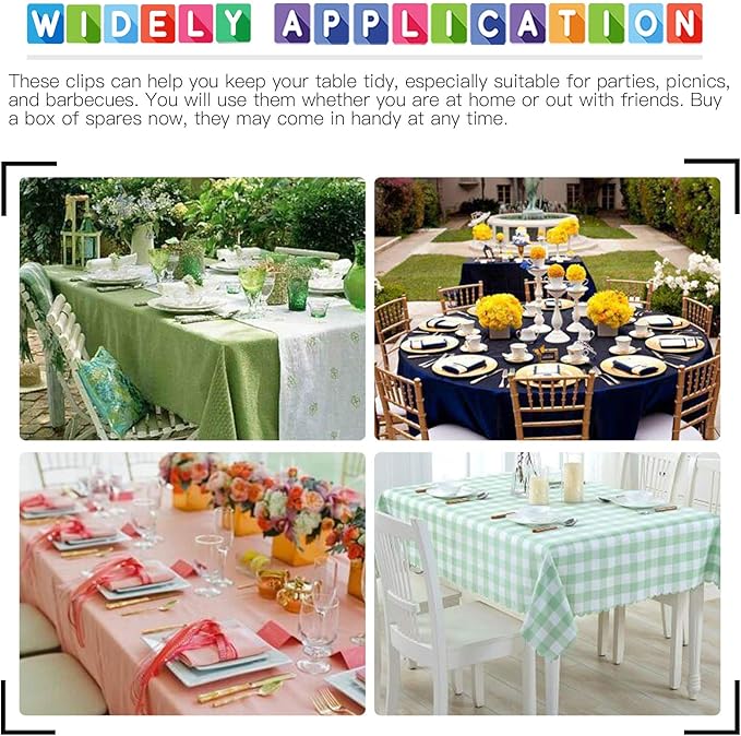 Glarks 30 Pack Rectangular Shape Plastic Table Cover Clips Tablecloth Clips Table Skirting Clips with Hook and Loop for 3/4 to 1 inch Table for Indoor Outdoor Wedding Party Picnic Events