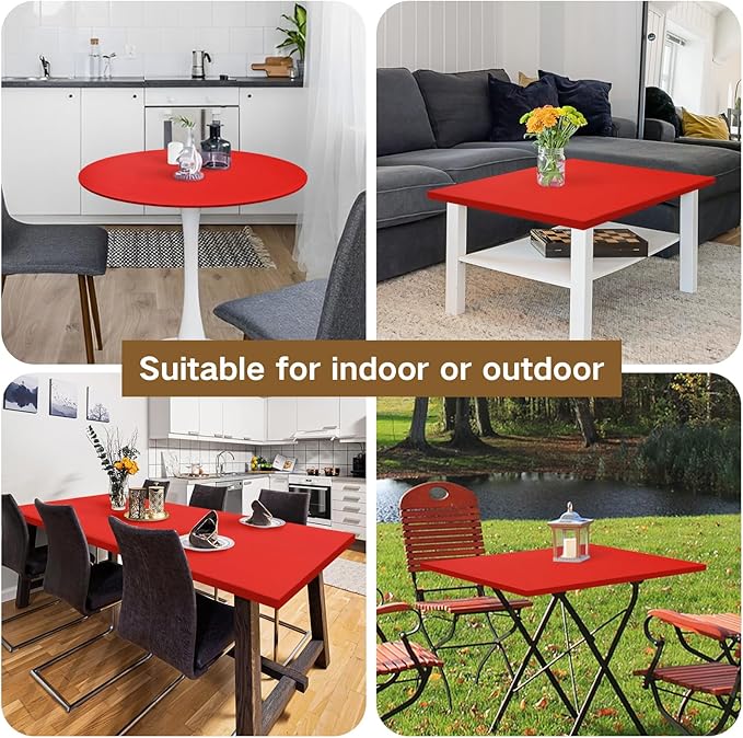 Rectangle 4ft Fitted Table Cover Elastic Tablecloth 4ft Stretch Spandex Table Top Cover for Dining Kitchen Home Party Red 23X48 Inch