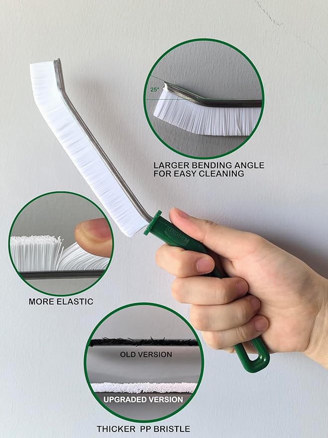 KINGSEM New Crevice Cleaning Brush, Hard-Bristled Washing Brush, Corner Edge Cleaning Brush, Multifunctional Gap Brushes for Kitchen countertop Surfaces, Windows Groove, Tiles & Faucets - 3PCS