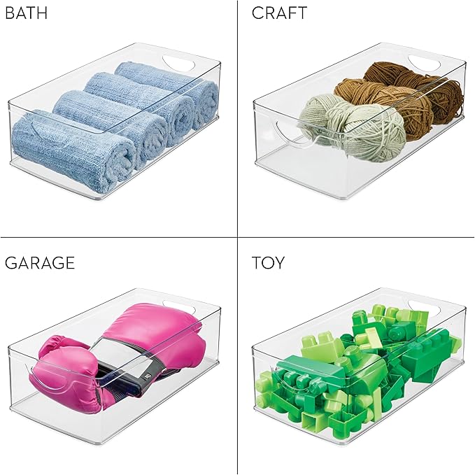 iDesign Stackable Clear Plastic Extra Long Storage Bin, Organizer for Kitchen Cabinet or Pantry