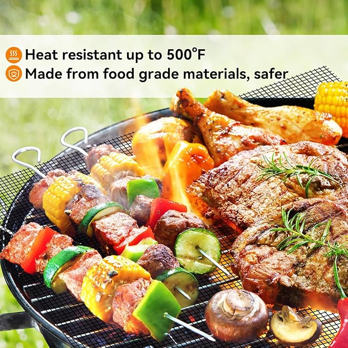 Dailyart Grill Mesh Mat - Set of 5 Non-Stick Mesh Grill Mats for Outdoor Grill -Even Heating&Easy to Clean& Reusable Outdoor BBQ Accessories, Works on Gas, Charcoal, Electric Grills 15.75 x 13 Black