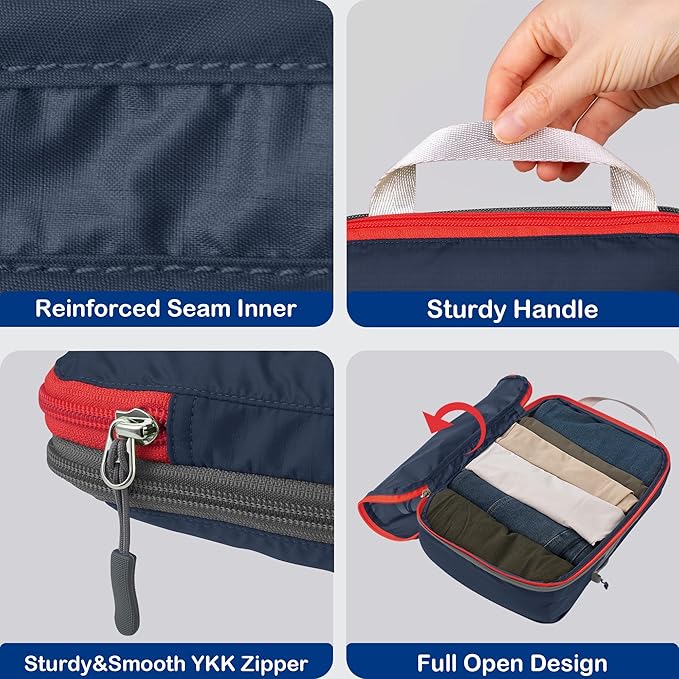 Cipway Compression Packing Cubes, Ultralight Luggage Organizer Bags with Laundry Bags and Clear Toiletries Bag,Travel Essentials for Carry on Suitcase (6 Piece,Blue)