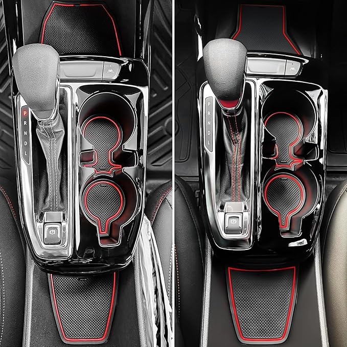 for 2024 2025 2026 Chevy Trax Accessories - for 2024 2025 2026 Chevrolet Trax (LS,1RS,LT,2RS,ACTIV) Cup Holder Inserts Door Slot Mat Compartment Center Console Liners (14 Pcs, Red Trim)