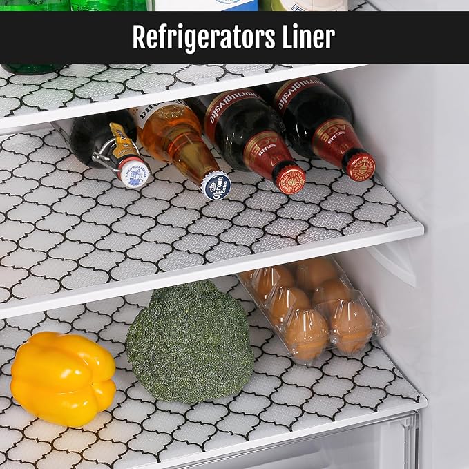 Cooyes Shelf Liner, Non Adhesive Drawer and Cabinet Liner, EVA Washable Oil-Proof Shelf Paper for Kitchen Cabinets, Refrigerator, Storage, Desks with Modern Pattern