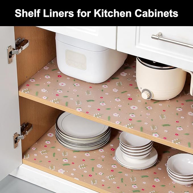 Cooyes Shelf Liner – Premium Non-Adhesive Cabinet & Drawer Liner for Kitchen – Waterproof Shelf Paper with Modern Pattern – Durable EVA Cabinet Mat – Easy to Cut (11.8" W x 360" L)