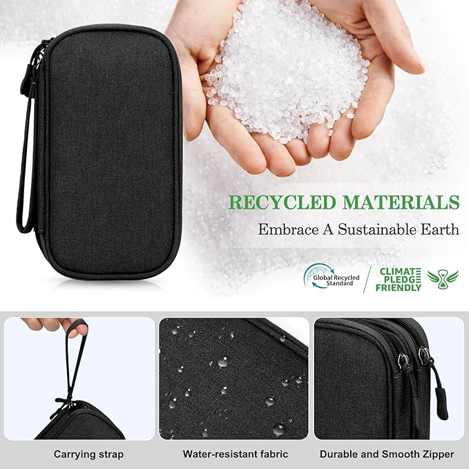 FYY Electronic Organizer, Large Travel Cable Organizer Bag Pouch Electronic Accessories Carry Case Portable Waterproof Double Layers All-in-One Storage Bag for Cable, Cord, Charger, Phone, Black
