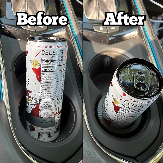 Slim Can Cup Holder Adapter for Car – Skinny Can Holder Insert for 8.4 oz & 12 oz Energy Drinks (Red Bull, Celsius, Alani, White Claw) – Anti Spill Cup Holder Insert for Cars, Trucks & Boats (1 Pack)