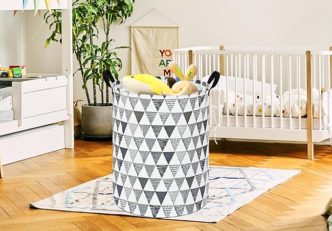 Baby Waterproof Storage Basket Kids Hamper Nursery Bins Organizer Gift Toy Box Laundry Basket for Women Large Canvas Collapsible Chest for Home/Dorm/Office/Room Decor