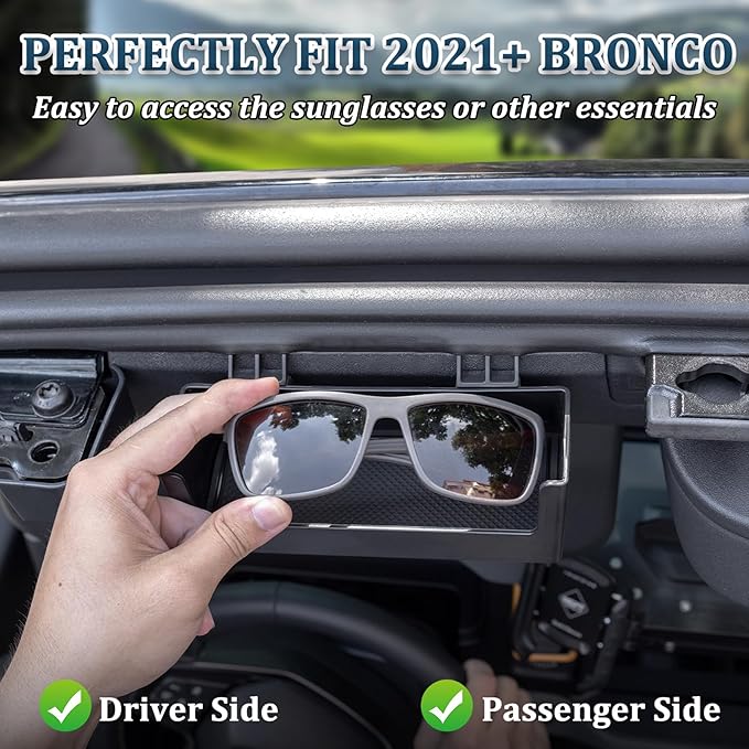 TOPINSTALL Sun Visor Sunglass Holder Compatible with 2021-2026 Ford Bronco 2/4 Door, Glasses Box Card Storage Organizer Interior Accessories 1 Pack Black (Not for Sport Model)