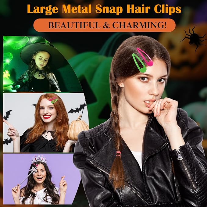 WILLBOND 30 Pieces 3.1 Inch Large Metal Snap Hair Clips Nonslip Barrettes Women Hair Accessories (Pink and Green)