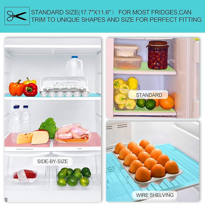 16 Pcs Refrigerator Liners Mats Washable, Refrigerator Mats Liner Waterproof Oilproof, Shinywear Fridge Liners for Shelves, Cover Pads for Freezer Glass Shelf Cupboard Cabinet Drawer (16 Blue)