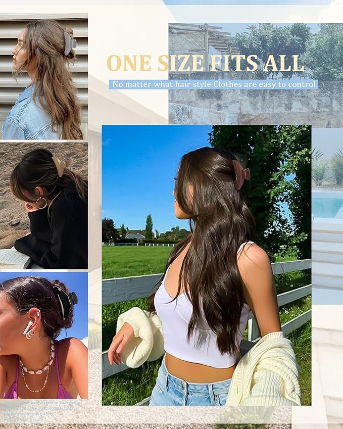 4Pcs Large Acrylic Clips - Big Non-Slip Banana Barrettes for Thick Hair, Strong Hold Jaw Clips for Women Girls