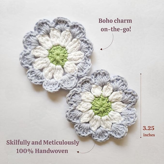 Cotton Car Coasters 2pc Car Cup Coasters Cute car Accessories for Women car Coaster for Cup Holders (Misty Bloom)