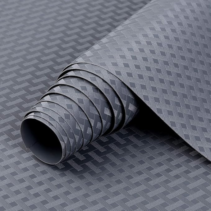 HooTown Shelf Liner Kitchen Cabinet Drawer Mats 11.8 Inch Wide x 157.5 Inch Long, Non Adhesive EVA Plastic Washable Waterproof Protective Pad for Pantry Closet, Cupboard, Grey