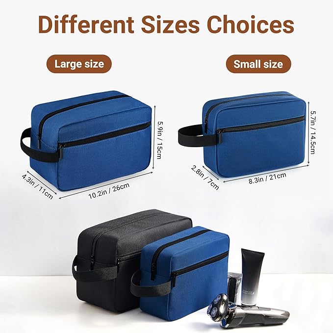 Elviros Travel Toiletry Bag for Women and Men,Lightweight Makeup Bag Hanging Dopp Kit with Shaving Compartment Cosmetic Organizer Large Tool Bag Travel Essentials,Gifts for Men(Large,Navy Blue)