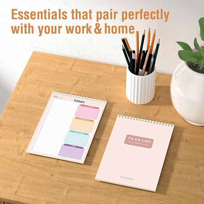Forvencer To Do List Notepad with 52 Sheets (6.5 x9.8), To Do List Notebook for Work, Undated Daily Planner Organizer for Tasks Checklist & Goal Planning, To Do List Perfect for Office, School