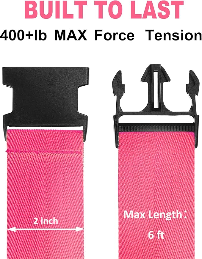 Luggage Straps for Suitcases TSA Approved Travel Belt 4 Pack by Chelmon (Rose Red)