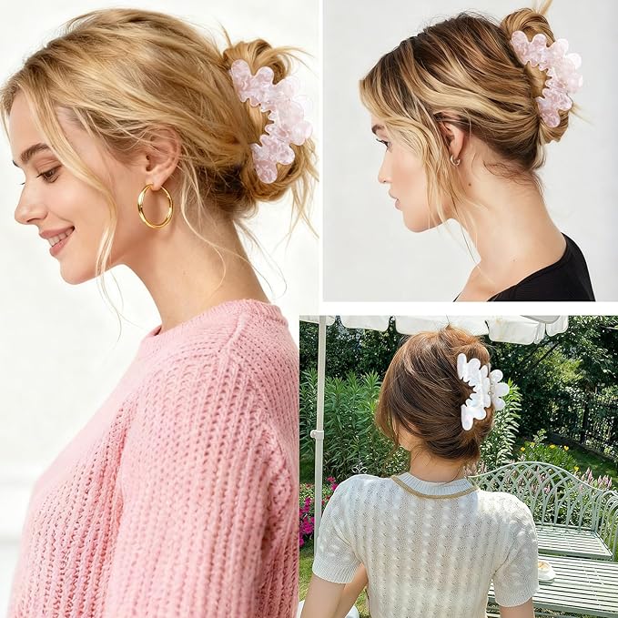 2 Pack Hair Claw Clips Women Large Tortoise Hair Clip French Design Barrettes Celluloid Leopard Print Accessories Jaw Clips for Thick Hair