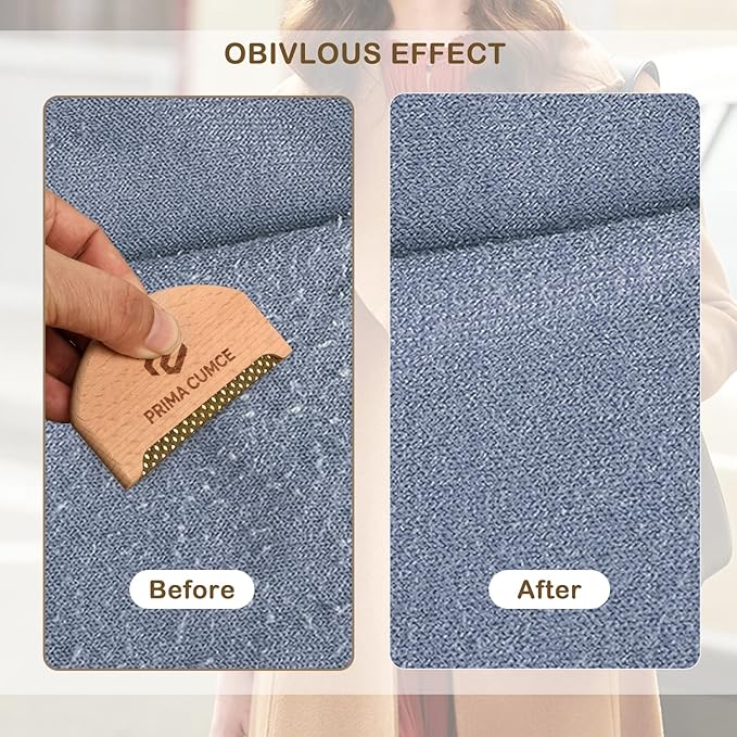2 PCS Wooden Sweater Comb for De-Pilling Cashmere, Wool, Knitwear, Manual Lint Remover, Portable Depiller for Clothes, Fuzz, Bobbles, Pilling Shaver, Fabric Defuzzer, Sweater Care Tool