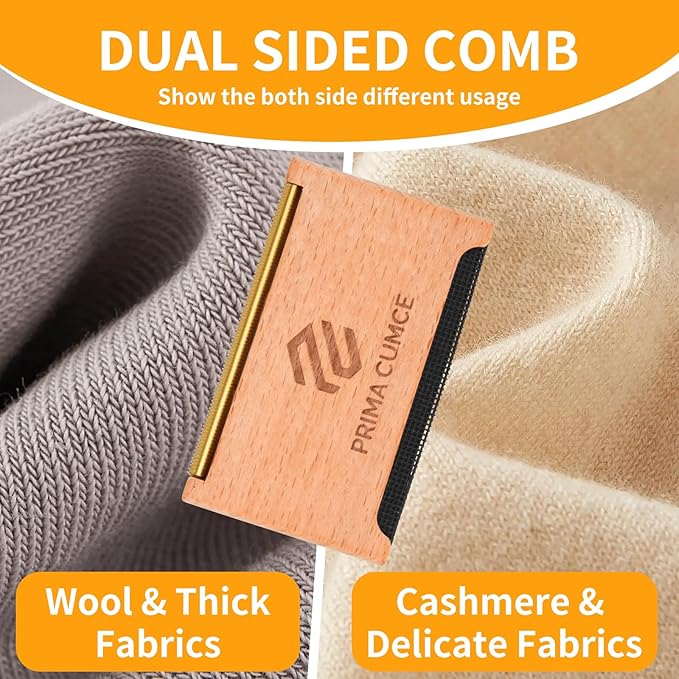 Wooden Cashmere Comb for Knits, Sweaters, Wool & Delicate Fabrics – Manual Fabric Shaver, Fuzz Remover, Portable Depiller for Clothes, Bobbles, Lint, Pilling Tool – Sweater Care Essential