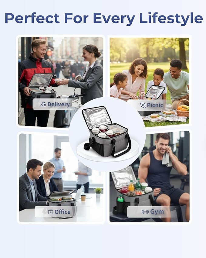 饮料保温包 Portable Drink Carrier Suitable for Doordash Accessories Grubhub Postmates Drivers, Reusable Cup Holder Carrier with Handle,Perfect for Plastic Drink Holder take Out Cup Carriers for delivery