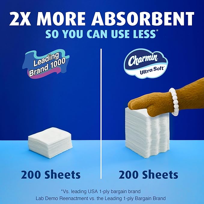 Charmin Ultra Soft Toilet Paper, 9 Mega XL Rolls = 54 Regular Rolls, 2-ply Bath Tissue