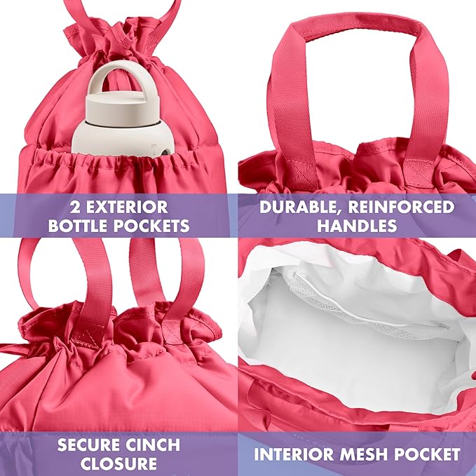 Fit & Fresh Cromwell Drawstring Lunch Bag for Women, Complete Lunch Set with 2 Containers, Stain-Resistant, Leak-Resistant, Back to School Essential, Teacher Lunchbox, Watermelon