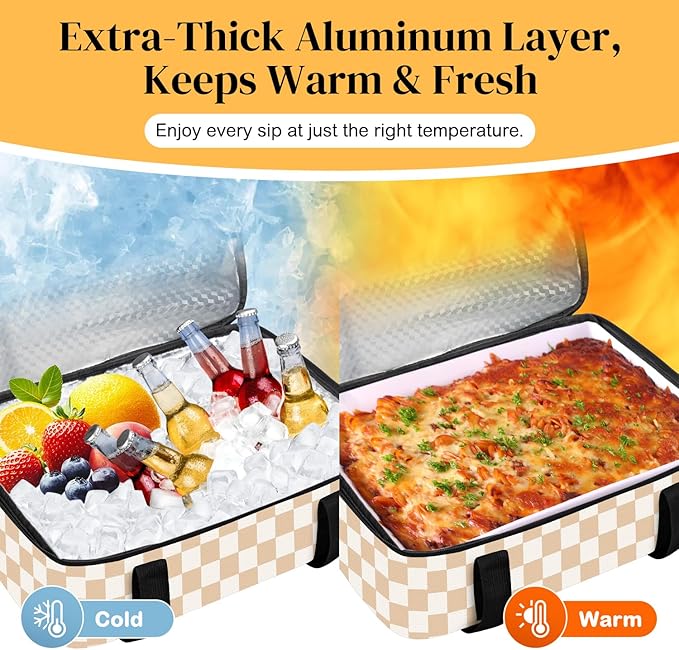 Coobiiya Insulated Casserole Carrier – Portable Tote for Hot or Cold Food, Warmer & Cooler Bag Lunch Bag, Fits 9" x 13" Baking Dish, Ideal for Potluck Parties