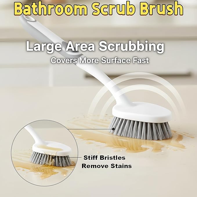 Scrub Brush for Cleaning-3 Pack Heavy-Duty Scrub Brushes Set Shower Scrubber Brush,Grout Brush,Scrubbing Brush with Stiff Bristles for Bathroom,Bathtub,Tile,Floor,Grout,Sink,Swimming Pool
