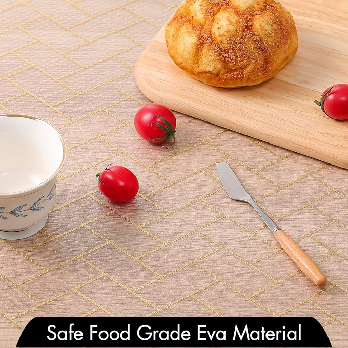 Cooyes Shelf Liner for Kitchen Cabinets – Non-Adhesive Waterproof Drawer Liner – Durable EVA Material Easy-to-Cut Shelf Paper for Refrigerator, Cupboard, Dresser with Modern Pattern