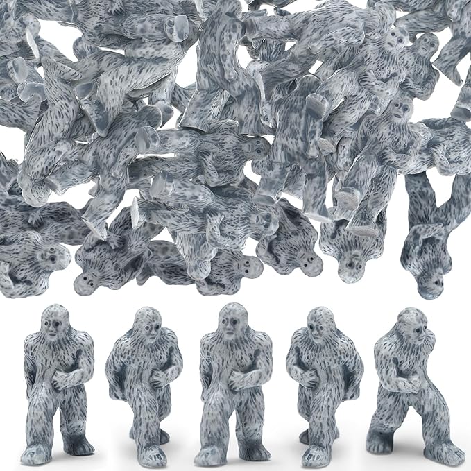 100 Packs Mini Bigfoot Figures Little Sasquatch Figurine Decorations Big Foot Resin Figurines Mini Bigfoot Figures Bulk for Hide and Seek Props Birthday Holiday Party Gifts Home Decor