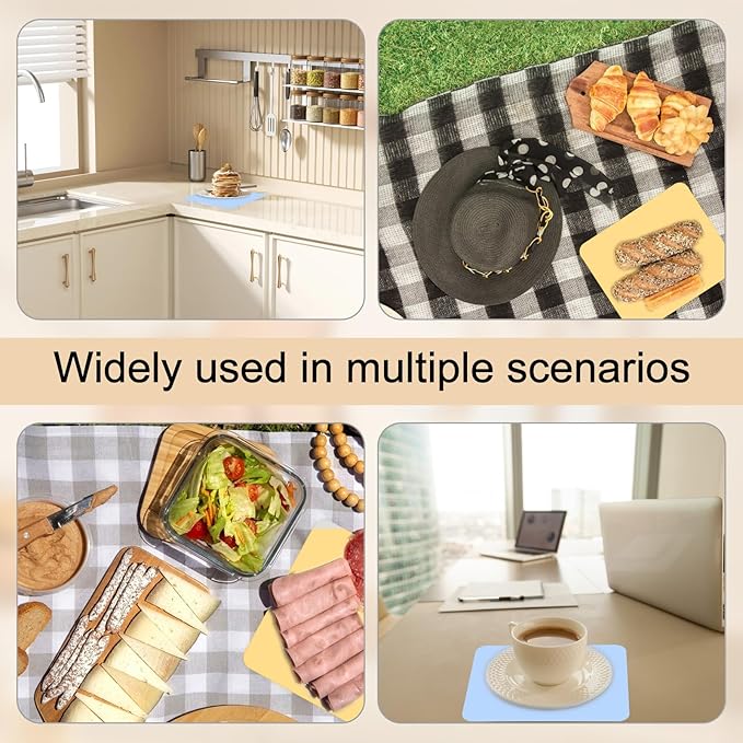 2pcs Small Silicone Mats for Crafts, Multi-Purpose Counter Pad Placemat Table Mat for Epoxy Resin Molds, DIY Art Crafts, Kitchen,Dining (9.45x7.87 inches)(Blue + Yellow)