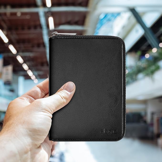 Passport Wallet, Passport Holder for Travel Family, Ultra Large Storage with 3 Pockets. RFID Passport Cover Case with Zipper Closure