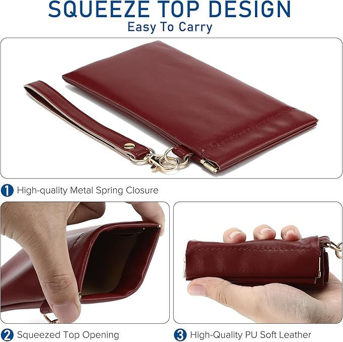 2Pack Leather Glasses Case for Women Men Book-like Hard Shell Eyeglass Bag With Carrying Strap Soft Sunglasses Pouch