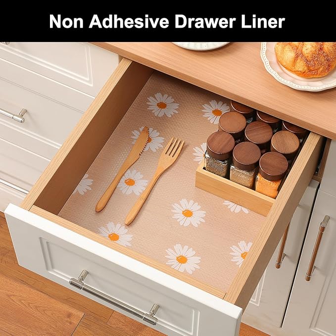 Cooyes Shelf Liner – Premium Non-Adhesive Cabinet & Drawer Liner for Kitchen – Waterproof Shelf Paper with Modern Pattern – Durable EVA Cabinet Mat – Easy to Cut (23.6" W x 118" L)