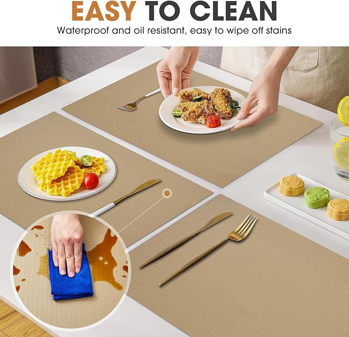 Drawer and Shelf Liner, Non-Slip Kitchen Cabinet Liners Non-Adhesive Thick Strong Grip Waterproof Washable Mats Protect Dresser Shelves Cupboard Bathroom Cabinets, Beige, 24 in X 10 FT