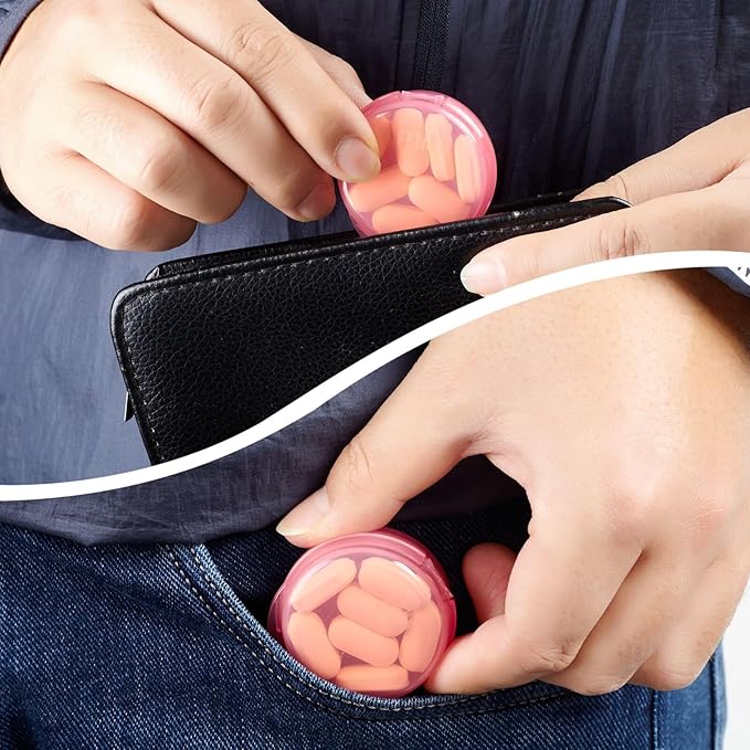 Small Pill Case for Purse Pocket (6 Pack), Double-Layer Pill Box, Portable Medicine Organizer Travel Pillbox, Cute Pill Container Holder,Multifunctional Mini Storage Box (Pink)