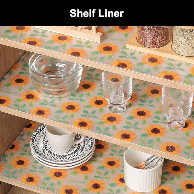 Cooyes Shelf Liner – Premium Non-Adhesive Cabinet & Drawer Liner for Kitchen – Waterproof Shelf Paper with Modern Pattern – Durable EVA Cabinet Mat – Easy to Cut （23.6" W x 236" L）