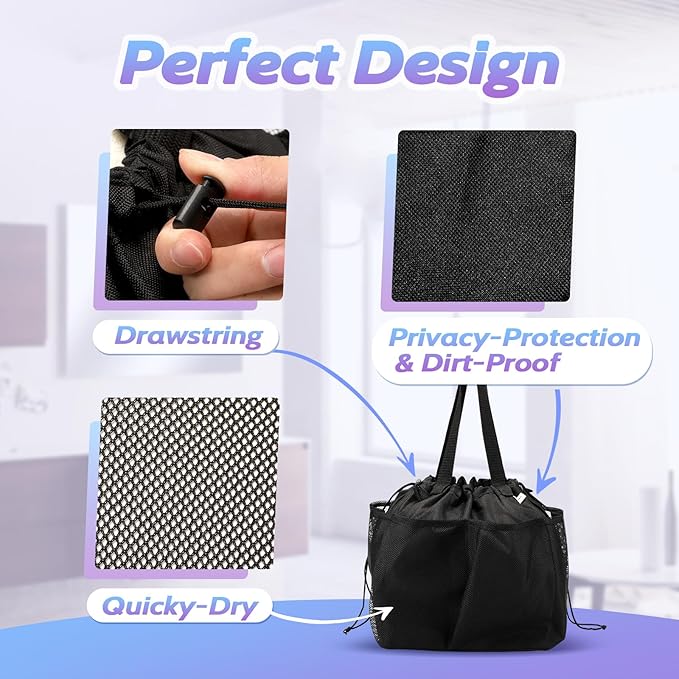 Mesh Shower Caddy Portable, Dorm Room Essentials for College Students, Large Capacity with 8 Pockets Shower Bag for Camping, Swimming, Gym, Travel