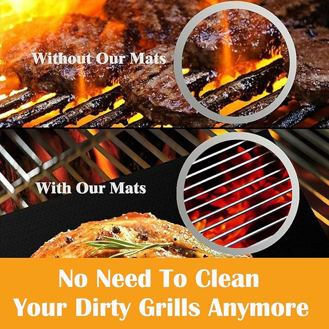 Dailyart Grill Mats for Outdoor Grill, Grill Mats Non Stick Set of 5 BBQ Grill Mat Baking Mats Teflon BBQ Grilling Accessories Reusable,Works on Gas, Charcoal, Electric Grill 15.75 x 13-Inch, Black