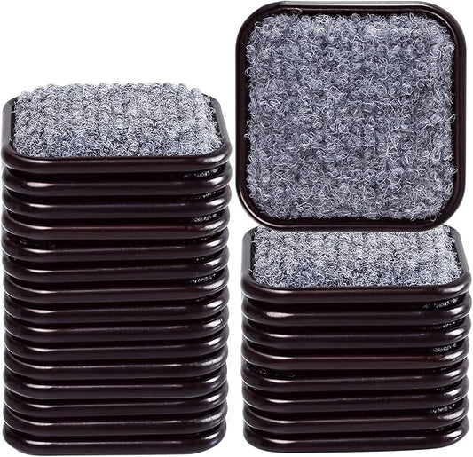 1 3/4" Square Carpet Bottom Furniture Caster Cups, Reusable Furniture Sliders for Hardwood Floors, Felt Furniture Pads Coasters to Protect Tile or Laminate Floors from Scratches, Brown/Gray (24 Pack)