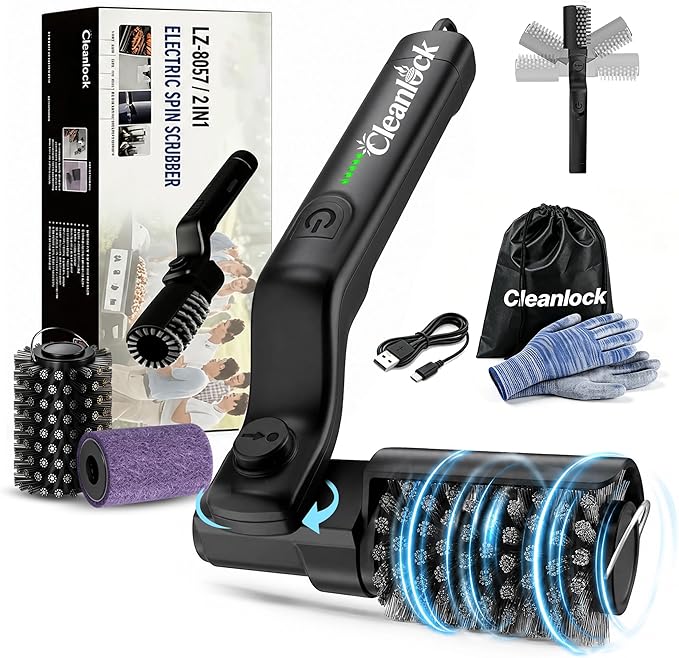 Electric Grill Brush Cordless – Rechargeable BBQ Grill Brush for Outdoor Grill, 3 Powerful Speed, Bristle-Free Safe, 180° Adjustable, Stainless Steel Rotary Brush Head, Grill Cleaning Tool