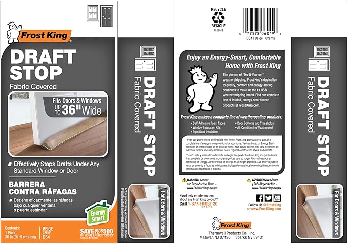 Frost King Door or Window Draft Stop Cloth Seal, 36-inches, Decorative Gold