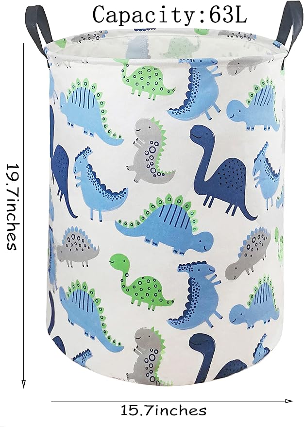 Kids Hamper Storage Basket Nursery Bins Baby Gift Toy Organizer Box Laundry Basket Large Canvas Collapsible Chest for Home/Dorm/Kitchen/Pet/Closet/Shelf/Room Decor(Dinosaur)