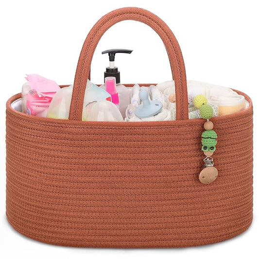 COMSE Baby Diaper Caddy Organizer, Car Caddy, Diaper Change Organizer, Gift Baskets Empty, Portable Tote Bag with Divider, Baby Shower Gifts Newborn Essentials Registry Must Have, Autumn Glaze