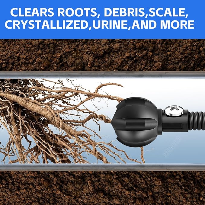 Drain Snake Drill Attachment, Multi-Functional Spherical Cutter 2 Inch Diameter, Fits 3 to 6 Inch Pipes for Clears Scale, Tree Roots, Compatible with 50/75/100FT Sewer Snake Machines