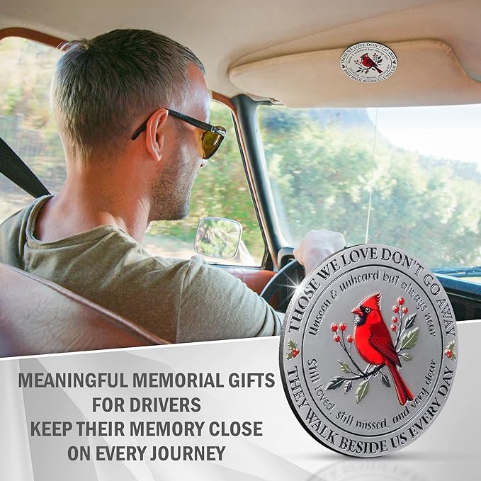 FLAGWIX Sympathy Gifts for Loss of Loved One - Cardinal Metal Car Visor Clip 3 in - Christmas Memorial Gift for Men Women, Sun Visor Clip Car Accessories, Grief Memorial Gifts, Bereavement Gift Ideas