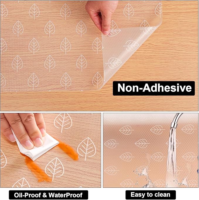 Cooyes Shelf Liners for Kitchen Cabinets Refrigerator Liners Waterproof & Oil-Proof Kitchen Cupboard Liner Drawer Mats EVA Material Non Adhesive Fridge Liner for Shelves